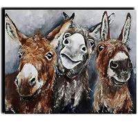 WANGMAOMAO Paint by Numbers for Adults DIY Painting Paint by Numbers Kits on Canvas Hand Painted Artwork Gift- Home Decoration 16x20inch Three Donkeys -with Frame