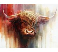 WANGMAOMAO Paint by Numbers Kits with 3X Magnifier Card 40 x 50cm DIY Acrylic Painting for Kids Adults Beginner Students Animal Portrait Highland Cows-with Frame