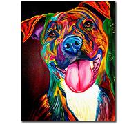 WANGMAOMAO Paint by Numbers Kits with Brushes and Acrylic Pigment DIY Canvas Painting for Adults Beginner- 16 x 20 inch Bull Terrier Dog-with Frame