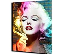 WANGMAOMAO Painting by Numbers for Adults Kids Beginner Colorful Smoking Girl Marilyn Monroe DIY Oil Painting Unique Gift Pre-Printed Canvas Wall Decoration Art 40x50cm -with Frame