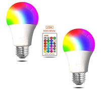 WANGPEI E27 RGB LED Coloured Light Bulb,15W Colour Changing Dimmable Edison Screw lamp with IR Remote Control,16Colours Mood Lights for Home,Party,Disco KTV,Stage Effect Lights Etc AC85-265V 2pack