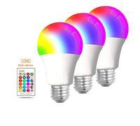 WANGPEI E27 RGB LED Coloured Light Bulb,15W Colour Changing Dimmable Edison Screw lamp with IR Remote Control,16Colours Mood Lights for Home,Party,Bar,Disco KTV,Stage Effect Lights Etc AC85-265V 3pack