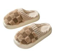 WANGPENG Memory Foam Slippers Cotton For Men And Women, Spring, Autumn Winter, Indoor Non-slip, Warm Home, Winter Couple Slippers-coffee-38-39_a