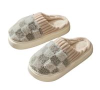 WANGPENG Memory Foam Slippers Cotton For Men And Women, Spring, Autumn Winter, Indoor Non-slip, Warm Home, Winter Couple Slippers-gray-38-39_a