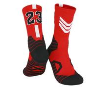 WANGPENG sock Football Socks And Athletic Socks, Made With Thick Terry Cloth Material, Suitable For Sports Such As Running Basketball -23-red White-l (size 39-44)