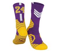 WANGPENG sock Football Socks And Athletic Socks, Made With Thick Terry Cloth Material, Suitable For Sports Such As Running Basketball -24-purple White-l (size 39-44)