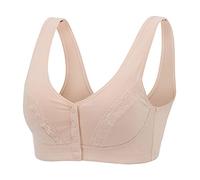 WANGPIN Cotton Bra For Elderly Women Arthritis Comfort Fit Sleep Yoga Bras Everyday Bra Tops Summer Underwear (Color : Skin, Size : 75B/34B)