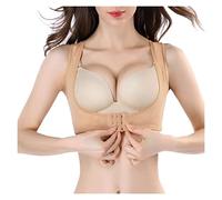 WANGPIN Women Front Closure Shaperwear Bra Breast Support Cross-beauty Back Vest Top Posture Correction Belt Corset Adjustable (Color : Beige, Size : XL-XLarge)