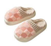 WANGQIQI Memory Foam Slippers Cotton For Women Spring Autumn Winter Indoor Non-slip Home Warm Couple Slippers-pink-42-43