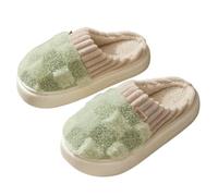 WANGQIQI Memory Foam Slippers Cotton For Women Spring Autumn Winter Indoor Non-slip Home Warm Couple Slippers-green-38-39
