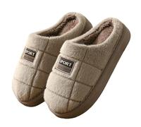 WANGQIQI Memory Foam Slippers Unisex Winter - Thick-soled Design, Comfortable, Non-slip Suede, Warm And Comfortable For Indoor Wear, Fleece Lining -khaki-48-49