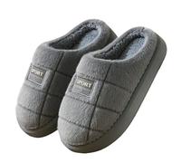 WANGQIQI Memory Foam Slippers Unisex Winter - Thick-soled Design, Comfortable, Non-slip Suede, Warm And Comfortable For Indoor Wear, Fleece Lining -gray-50-51