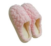 WANGQIQI Memory Foam Slippers Winter - Unisex Couple Silent Soft-soled Home Slippers, Non-slip Indoor Bedroom Floor Slippers-pink-38-39
