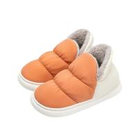 WANGQIQI Memory Foam Slippers Winter Warm Men's Casual Non-slip Thick-soled Flat Home Waterproof Shoes Indoor And Outdoor Thick Women's Slippers-orange-42-43(suggest 41-42)