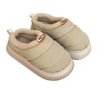 WANGQIQI Memory Foam Slippers Winter Women's Drawstring With Plush Lining, Non-slip Thick-soled Shoes, Outdoor Warm Slippers-khaki-40-41