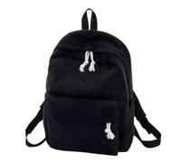 WANGQIQI school bag Corduroy Casual Backpack, Tassel-decorated Versatile Daypack For Daily Outdoor Use-black-28 * 12 * 40cm