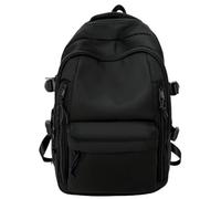 WANGQIQI school bag Lightweight Nylon Casual Backpack, Large-capacity Multi-compartment Daypack For Student Daily Travel Use-black-30 * 14 * 42cm