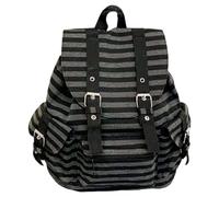 WANGQIQI school bag Retro Striped Flap Backpack, Large Capacity Versatile Casual Bookbag For Unisex Daily Travel Use-black-28 * 15 * 35cm