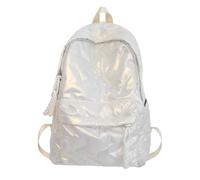 WANGQIQI school bag Unisex Quilted Shiny Nylon Backpack, Large-capacity Waterproof Rucksack For Travel Daily Use-beige-30 * 11 * 39cm