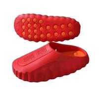 WANGQIQI Summer Slippers Akupressur Eva Clogs, Perforierte Welle Dicke Sohle Rutschschutzrutschen Für Paar Home Beach-red-44-45