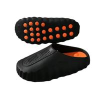 WANGQIQI Summer Slippers Akupressur Eva Clogs, Perforierte Welle Dicke Sohle Rutschschutzrutschen Für Paar Home Beach-black-46-47
