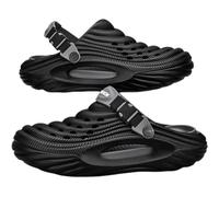 WANGQIQI Summer Slippers Couple Models Hole Shoes Women's Sandals Beach Lightweight Men's Baotou Waterproof Men-black-44-45