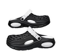 WANGQIQI Summer Slippers Elastic Thick Eva Delivers Soft Supportive Cushioning To Ease Foot Fatigue For Long Walks At Beach, Garden And Daily Commutes-39-40-black White