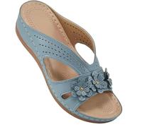 WANGQIQI Summer Slippers Women's Simple Shoes Sandals Casual Flower Wedge Thick-soled Slippers-sky Blue-43