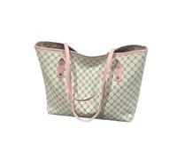 WANGQIQI tote bag Large Capacity Women's Bag, Casual Commuter Shoulder With Zipper Closure Storage -white Pink-44 * 14 5 * 27 5cm