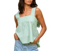 WangsCanis Women Y2k Gingham Tank Top Square Neck Peplum Cami Tank Bow Tie Sleeveless Backless Babydoll Shirt Summer (Green, L)