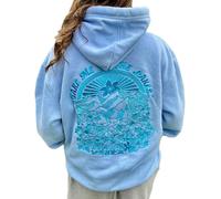 WangsCanis Women Y2k Oversized Hoodies Cute Ocean Graphic Embroidered Hooded Sweatshirt Preppy Long Sleeve Beach Hoodie(Sky Blue,Medium)
