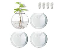 wangsdjy Wall Mount Plant Propagation Station - Clear Hydroponic Glass Vase, Oblate Planter for Indoor Plants | Perfect for Home, Office, Bathroom Decor | Gift for Plant Lovers (4)