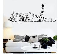 WANGSHUAIS Removable Wall Decal - Sleeping Tiger - for living room, bedroom or office - Black Vinyl Wall Decal 21 x 57 cm