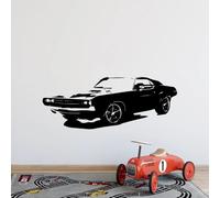 WANGSHUAISMuscle car black and white wall sticker for boys bedroom - waterproof vinyl wall sticker43cm x 111cm