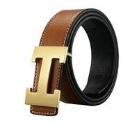 WANGSHUO belts for men 2025 New Casual Men's Belt Designer Genuine Second Cow Leather Strap Male Metal Smooth Buckle Fashion-light Yellow-110cm