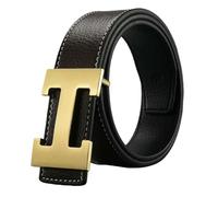 WANGSHUO belts for men 2025 New Casual Men's Belt Designer Genuine Second Cow Leather Strap Male Metal Smooth Buckle Fashion-coffee-125cm
