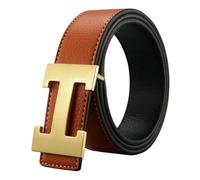 WANGSHUO belts for men 2025 New Casual Men's Belt Designer Genuine Second Cow Leather Strap Male Metal Smooth Buckle Fashion-orange-105cm