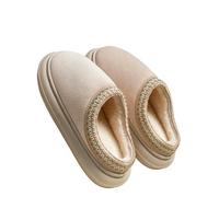 WANGSHUO Memory Foam Slippers Unisex Winter Thickened Indoor Slippers, Non-slip Sole, Comfortable, Warm, And Floor-sounding -beige-36-37