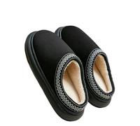 WANGSHUO Memory Foam Slippers Unisex Winter Thickened Indoor Slippers, Non-slip Sole, Comfortable, Warm, And Floor-sounding -black-44-45