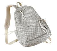 WANGSHUO school bag Grid Pattern Casual Backpack For Women, Large Capacity Daypack Daily Commute Outdoor Travel-white-30 * 12 * 41cm