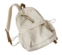WANGSHUO school bag Grid Pattern Casual Backpack For Women, Large Capacity Daypack Daily Commute Outdoor Travel-white Brown-30 * 12 * 41cm