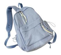 WANGSHUO school bag Grid Pattern Casual Backpack For Women, Large Capacity Daypack Daily Commute Outdoor Travel-blue-30 * 12 * 41cm