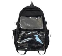 WANGSHUO school bag Large-capacity Transparent Pocket Backpack, Casual Fashion Rucksack For Unisex Daily Use-black-30 * 14 * 44cm