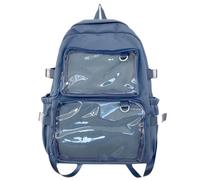 WANGSHUO school bag Large-capacity Transparent Pocket Backpack, Casual Fashion Rucksack For Unisex Daily Use-blue-30 * 14 * 44cm