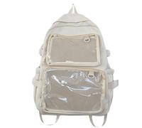 WANGSHUO school bag Large-capacity Transparent Pocket Backpack, Casual Fashion Rucksack For Unisex Daily Use-white-30 * 14 * 44cm