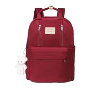 WANGSHUO school bag Solid-color Waterproof Backpack, Large-capacity Casual Shoulder For Unisex Daily Use-red With Free Bear-32 * 5 * 42cm