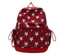 WANGSHUO school bag Star-print Fabric Casual Backpack Lightweight Multi-pocket Daypack Stylish Rucksack For Travel Daily Commute-red Star-31 * 12 5 * 41cm