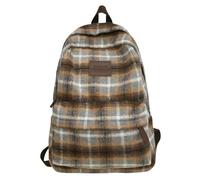 WANGSHUO school bag Vintage Plaid Women's Backpack Student Schoolbag Large Capacity Travel Laptop Backpack-yellow White-30 * 15 * 45cm