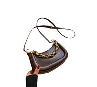 WANGSHUO tote bag Women Solid Curved Crescent Shoulder Handbag, Crossbody Purse With Decorative Braided Chain & Adjustable Long Strap-coffee-22x13x7cm