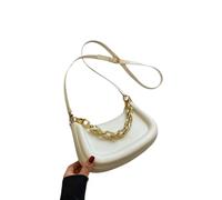 WANGSHUO tote bag Women Solid Curved Crescent Shoulder Handbag, Crossbody Purse With Decorative Braided Chain & Adjustable Long Strap-beige-22x13x7cm